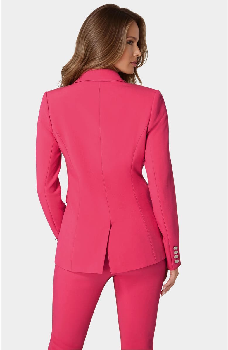 bebe Rhinestone Fringe Tailored Blazer, Alternate, color, White Alyssum