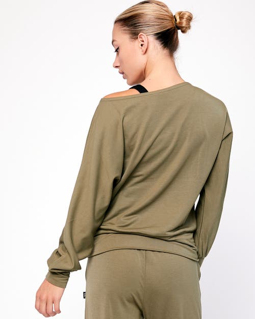 Rebody Active Karma Graphic Long Sleeve Top In Olive/print
