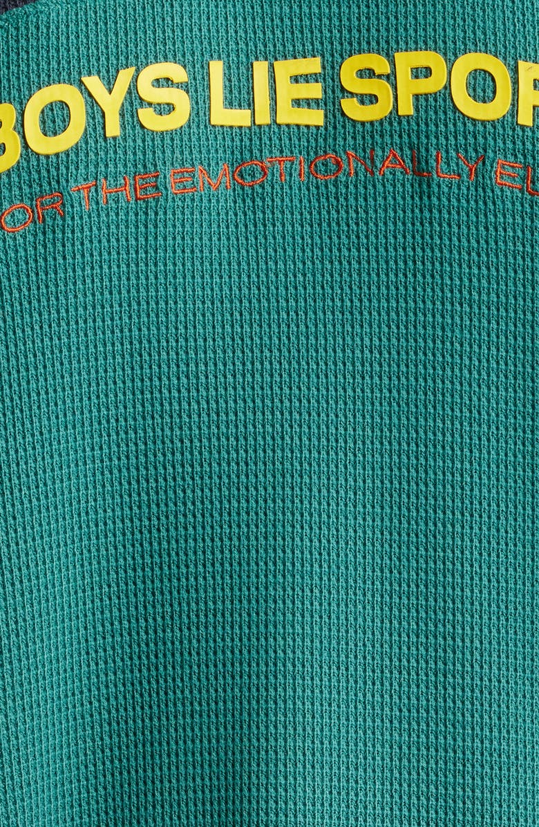 BOYS LIE Emotional Support Staff Longline Waffle Knit Pullover, Alternate, color, Green
