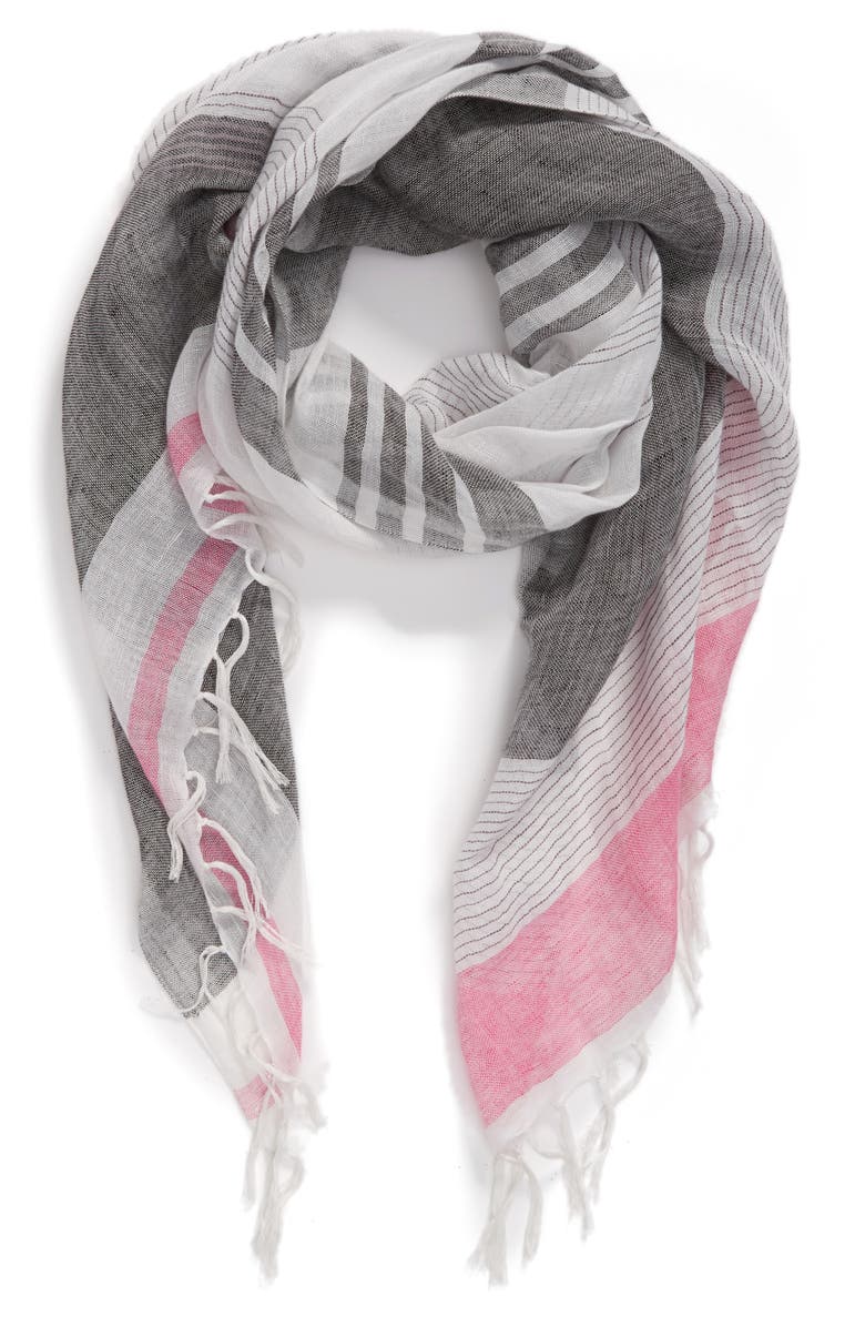 Caslon<sup>®</sup> Stripe Linen Blend Scarf, Main, color,