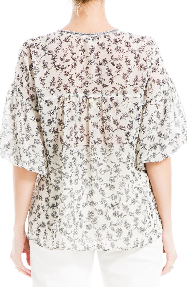 MAX STUDIO Puff Sleeve Pintuck Top, Alternate, color, Cream/ Black