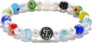 EYE CANDY LOS ANGELES Men's Milliefiori Quatrefoil Bead Stretch Bracelet