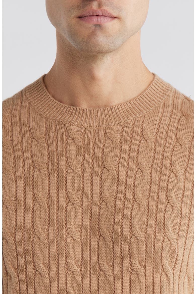 Hetico Cable Stitch Virgin Wool & Cashmere Sweater, Alternate, color, MEDIUM BEIGE
