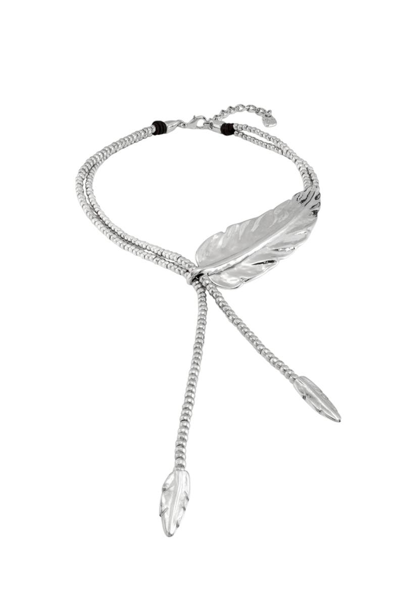 Feather Drop Necklace, Alternate, color, Silver