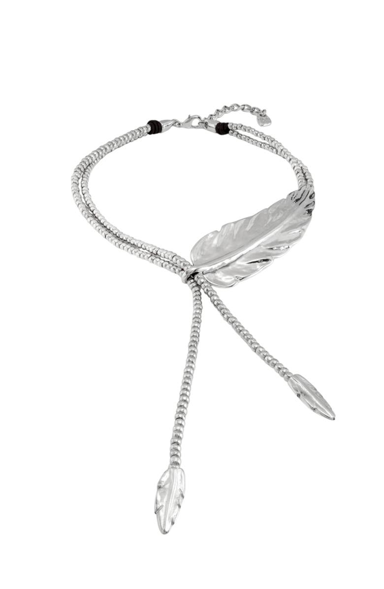 UNODE50 Feather Drop Necklace, Alternate, color, Silver