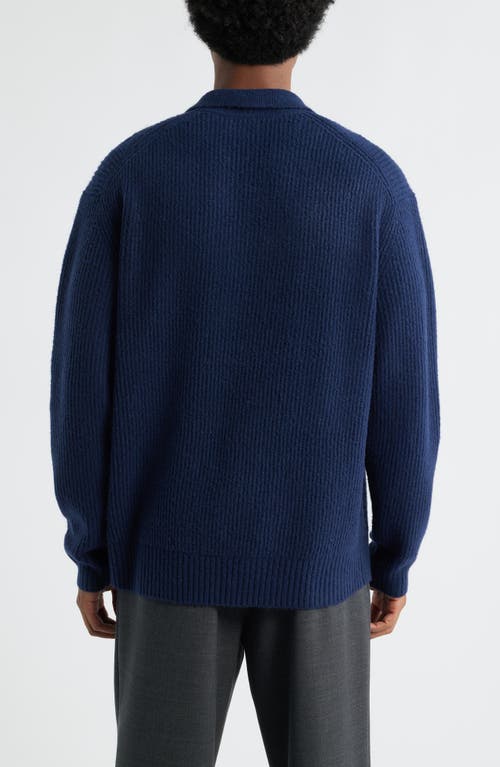Open Edit Johnny Collar Polo Sweater In Blue