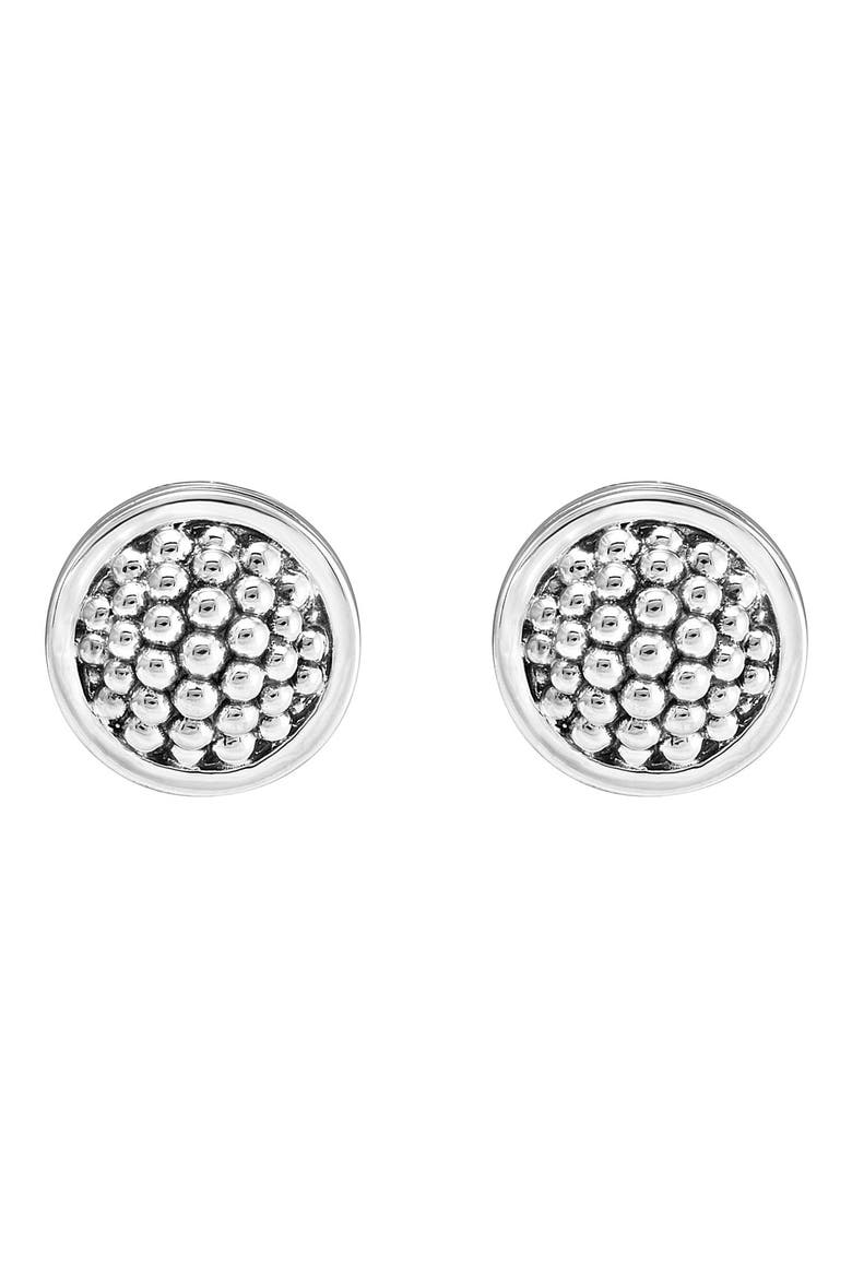 Caviar Stud Earrings, Alternate, color, STERLING SILVER