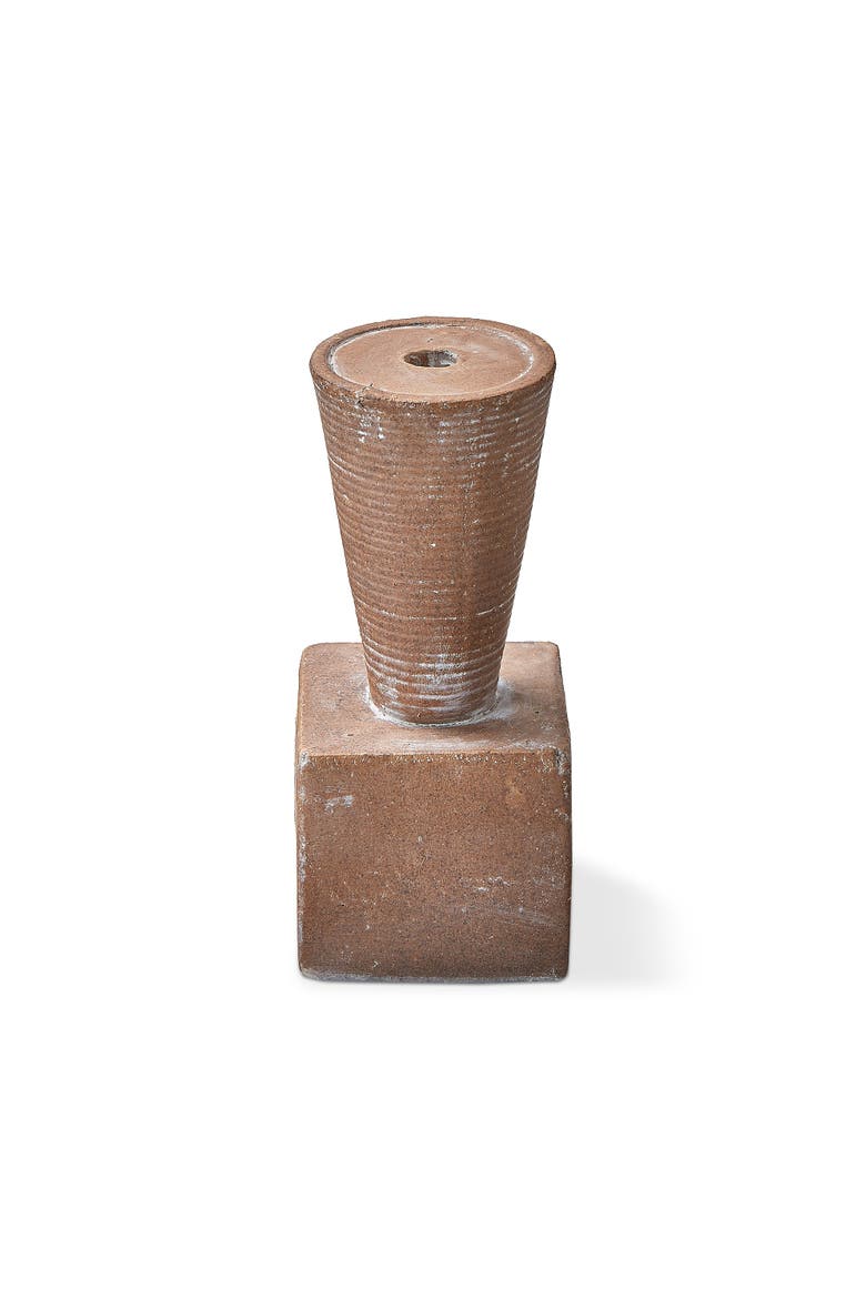 Ahmar Small Pillar Candle Holder Terracotta Brown Everyday Decor, Main, color, Brown
