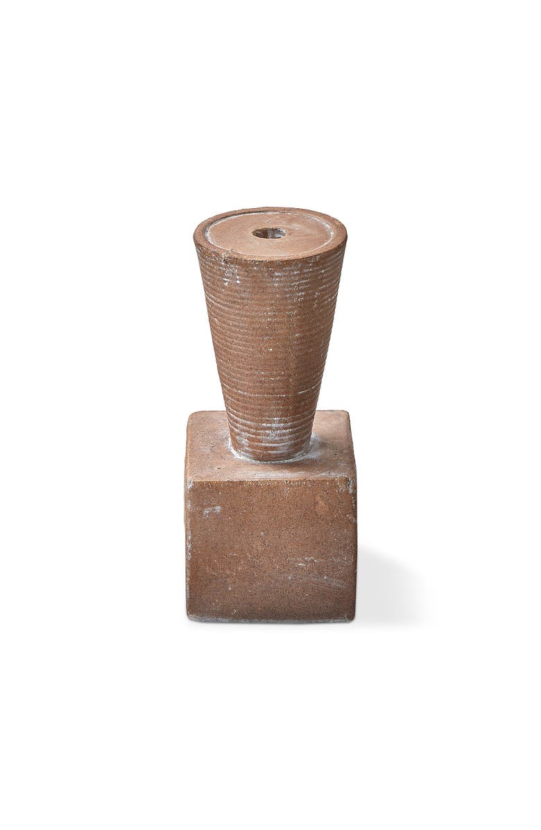 tag Ahmar Small Pillar Candle Holder Terracotta Brown Everyday Decor, Main, color, Brown