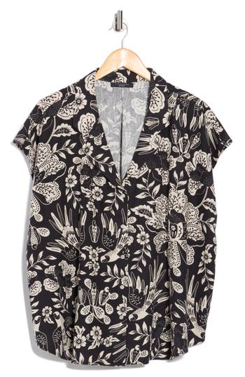 T Tahari Patterned Camp Shirt