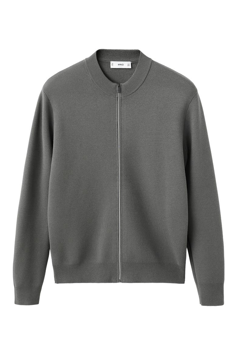 Comfort Stretch Crewneck Zip Cardigan, Alternate, color, DARK GREY