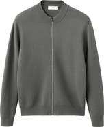 MANGO Comfort Stretch Crewneck Zip Cardigan