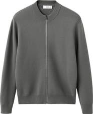 MANGO Comfort Stretch Crewneck Zip Cardigan
