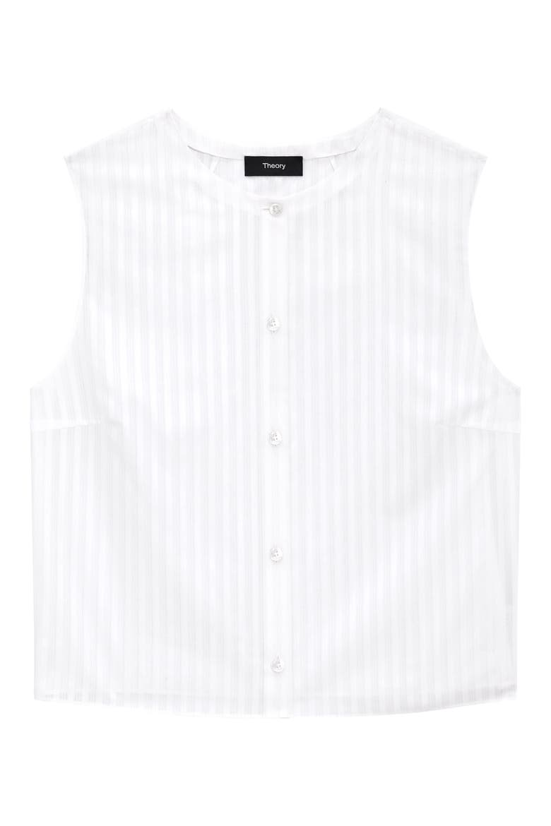 Stripe Sleeveless Crop Button-Up Shirt, Alternate, color, WHITE