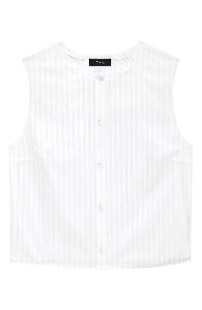 Theory Stripe Sleeveless Crop Button-Up Shirt, Alternate, color,