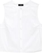 Theory Stripe Sleeveless Crop Button-Up Shirt