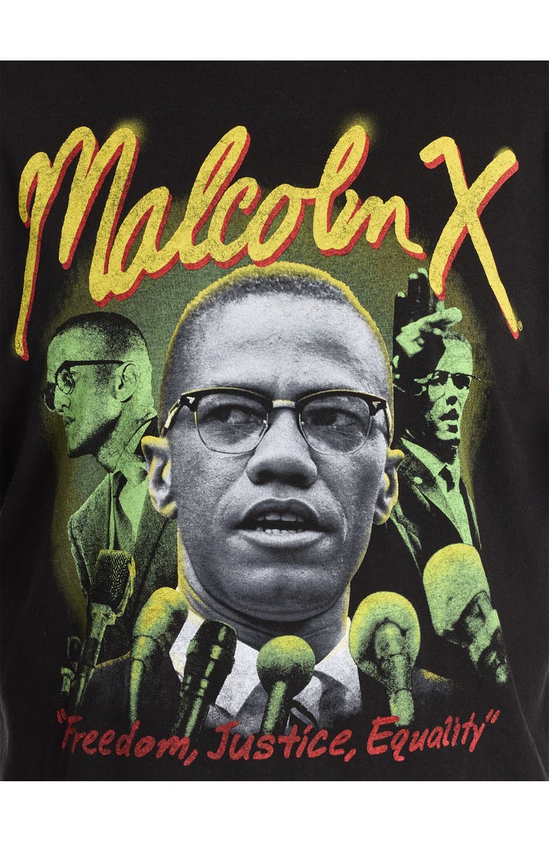 True Nation by DXL Big & Tall Malcom X Graphic Tee, Alternate, color, Black