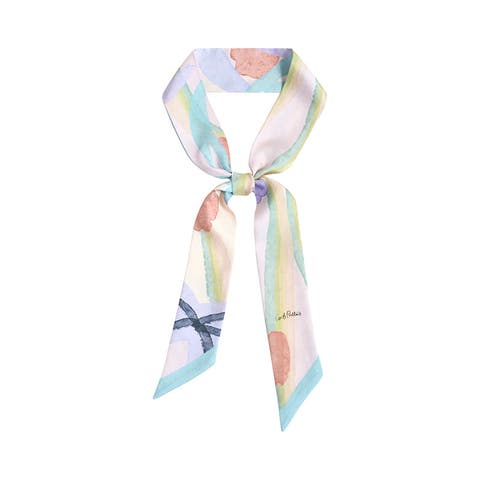 "Ethereal Mirage" Silk Twill Skinny Scarf