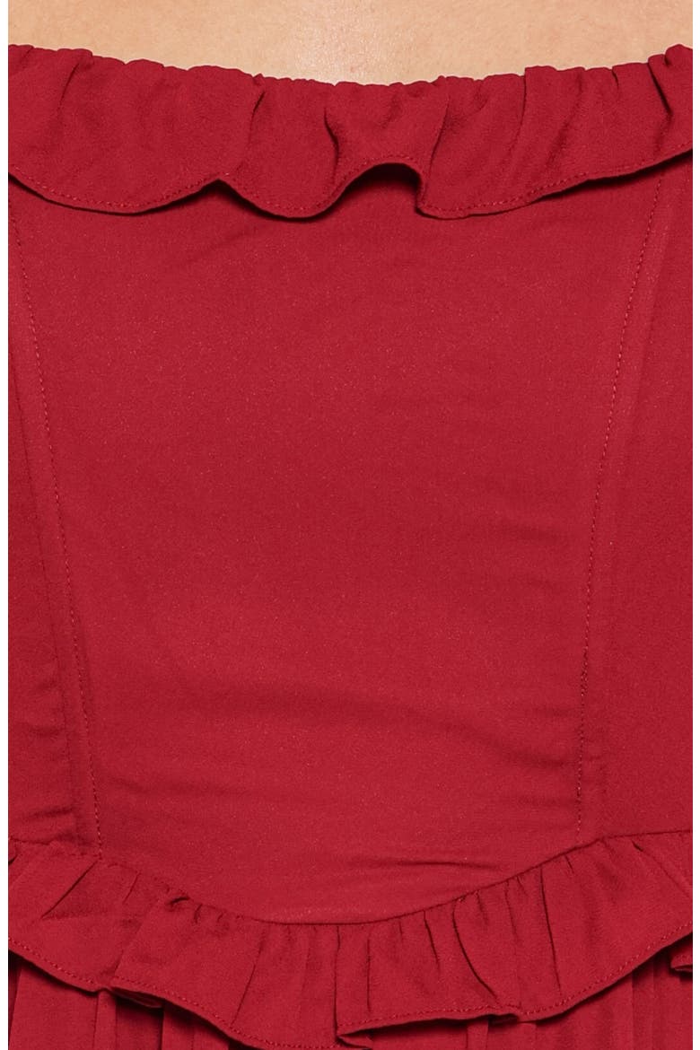 Delavine Ruffled Maxi Dress, Alternate, color, BURGUNDY