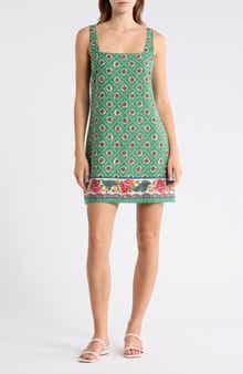 WAYF Floral Sleeveless Linen Blend Minidress