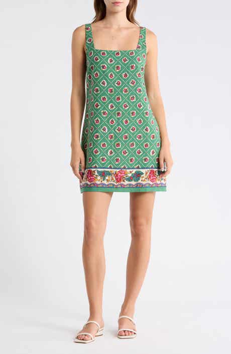 WAYF Floral Sleeveless Linen Blend Minidress