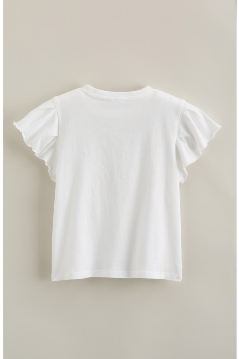 Kids' Flutter Sleeve Cotton T-Shirt, Alternate, color, WHITE