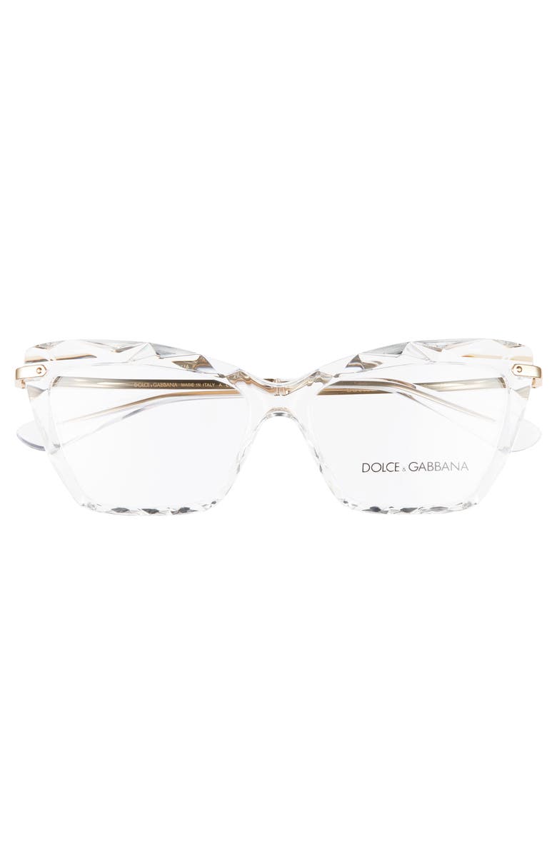 Dolce&Gabbana 53mm Cat Eye Optical Glasses, Alternate, color, Crystal/ Gold