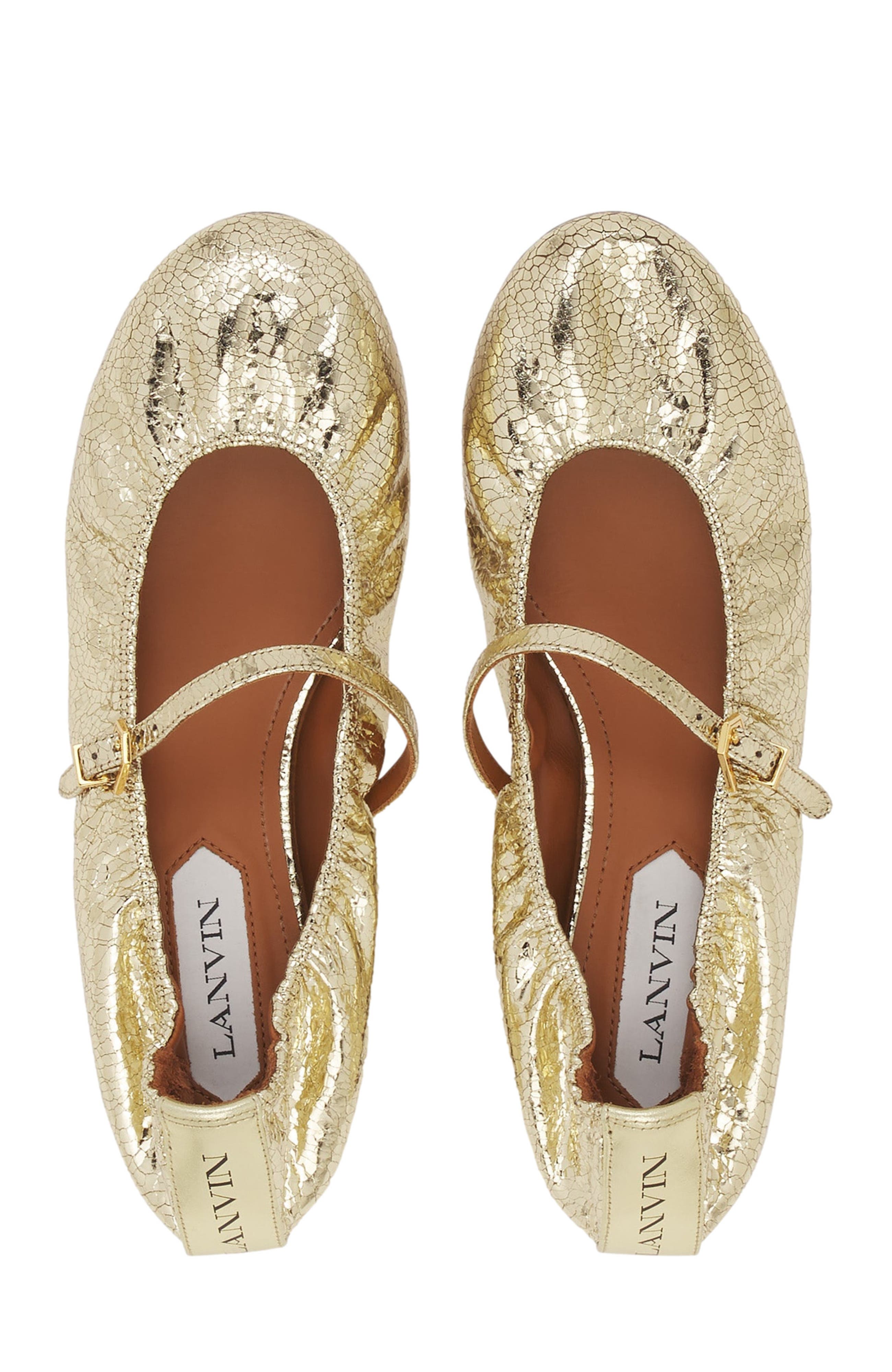 Lanvin MARY JANE IN CRACKLED METALLIC LEATHER, Alternate, color, 