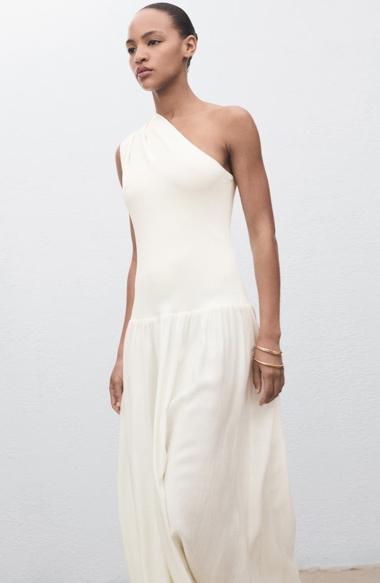 MANGO Asymmetric A-Line Dress, Alternate, color, Ecru