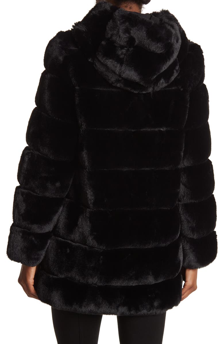 BCBGeneration BCBGMAXAZRIA Quilted Faux Fur Hooded Coat, Alternate, color,