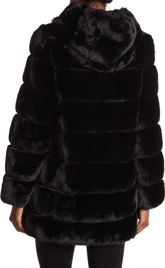 BCBGeneration BCBGMAXAZRIA Quilted Faux Fur Hooded Coat BCBGeneration BCBGMAXAZRIA Quilted Faux Fur Hooded Coat