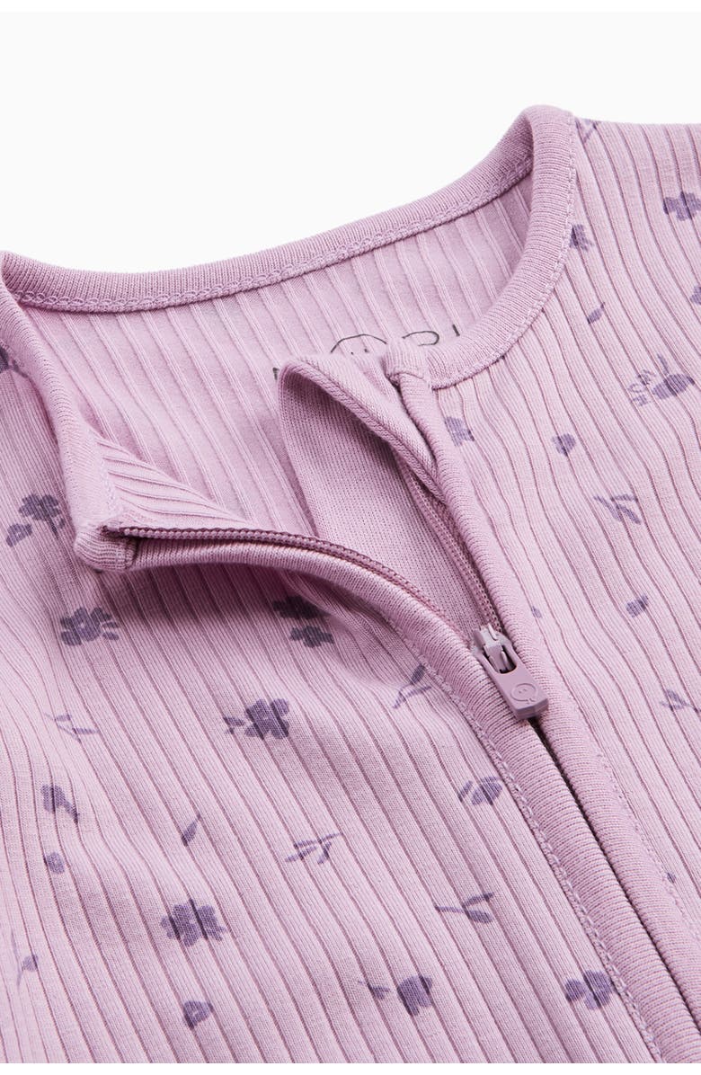 MORI Floral Ribbed Two Way Zip-Up Sleepsuit, Alternate, color, Lilac Floral