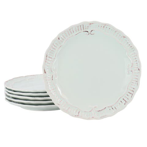 Capri 6 piece 9in Stoneware Embossed Dessert Plate Set