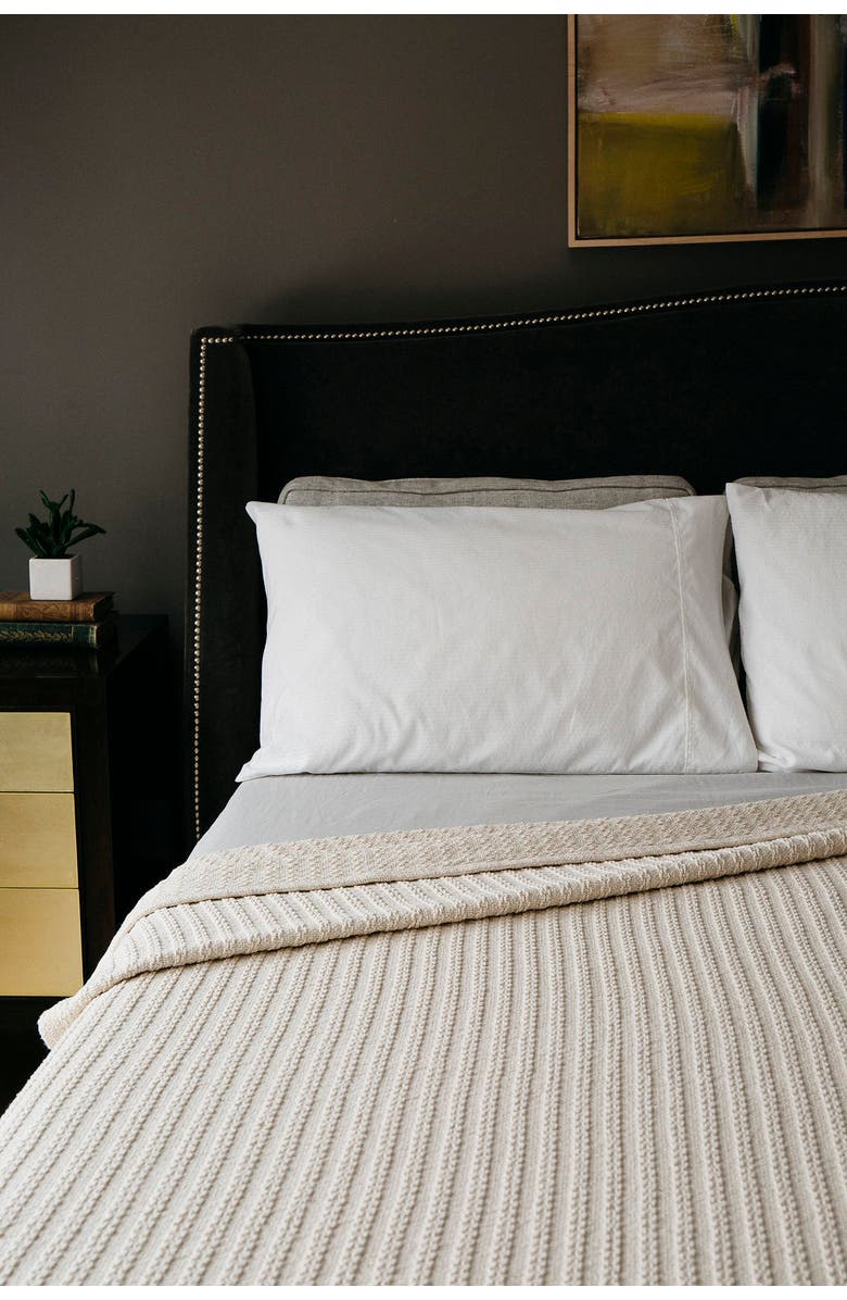 Evangeline Cable Knit Blankets, Alternate, color, Cable Knit Bright White