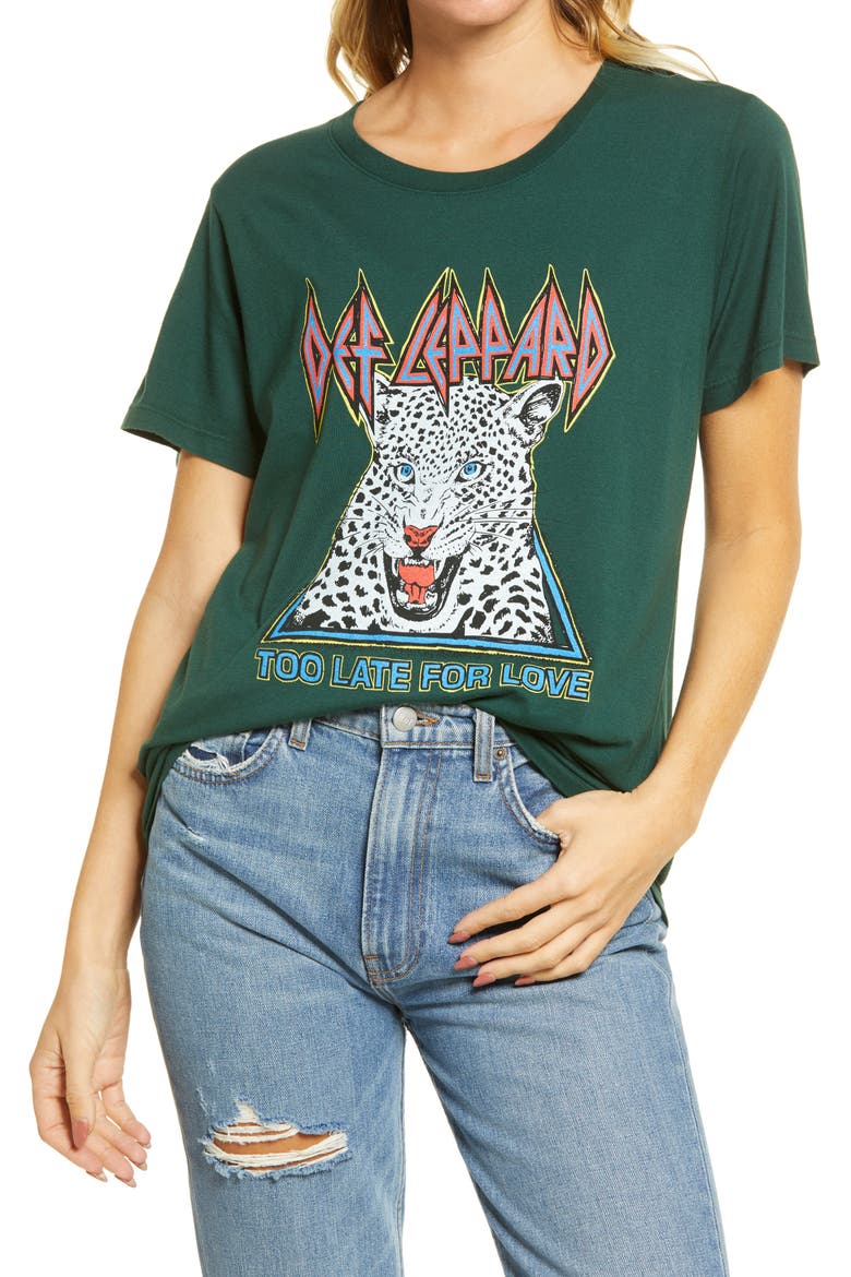 Def Leppard Too Late for Love Graphic Tee, Main, color, EMERALD