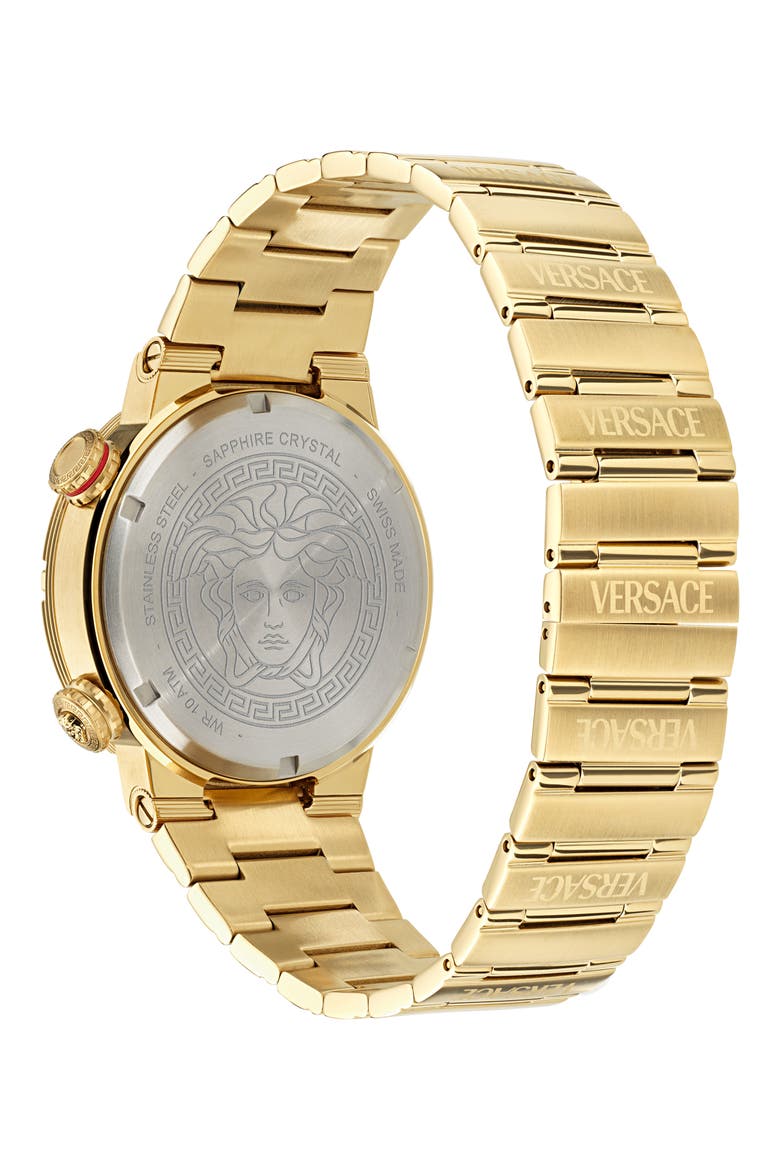 Greca Diver Bracelet Watch, 43mm, Alternate, color, IP YELLOW GOLD