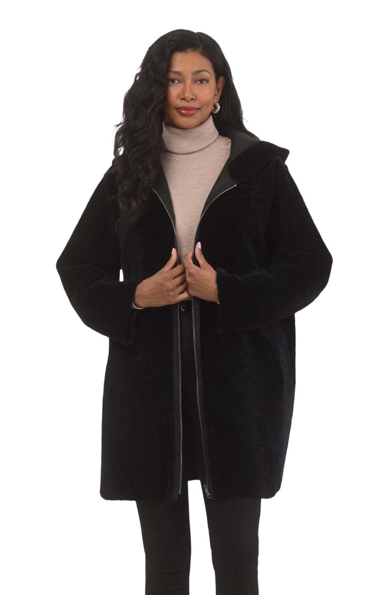 GORSKI Reversible Textured Shearling Lamb Jacket, Main, color, Black/Black