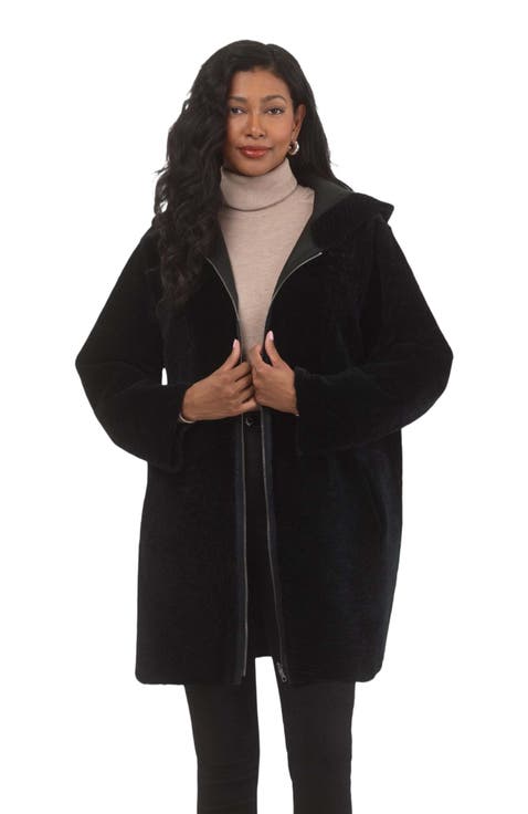 Reversible Textured Shearling Lamb Jacket