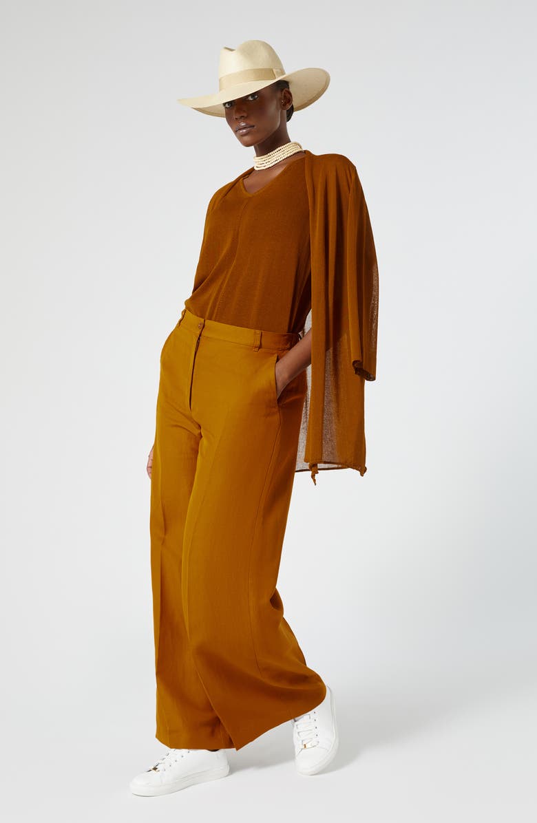 Marina Rinaldi Enigma Wide Leg Pants, Alternate, color, Brown Orange