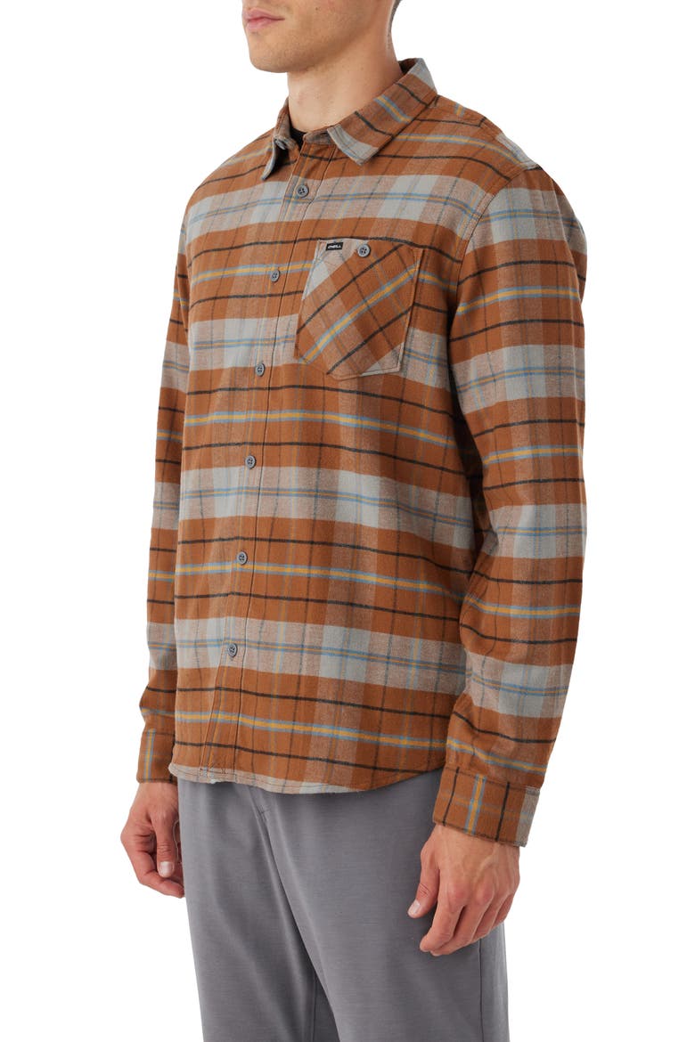 Redmond Plaid Stretch Flannel Button-Up Shirt, Alternate, color, MEDIUM BROWN