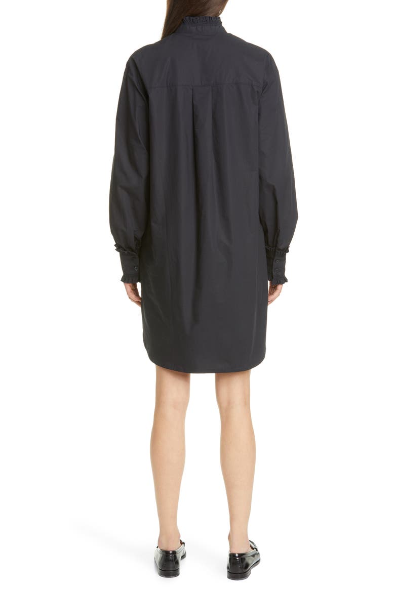 Lady Tunika Ruffle Long Sleeve Poplin Shirtdress, Alternate, color, NAVY