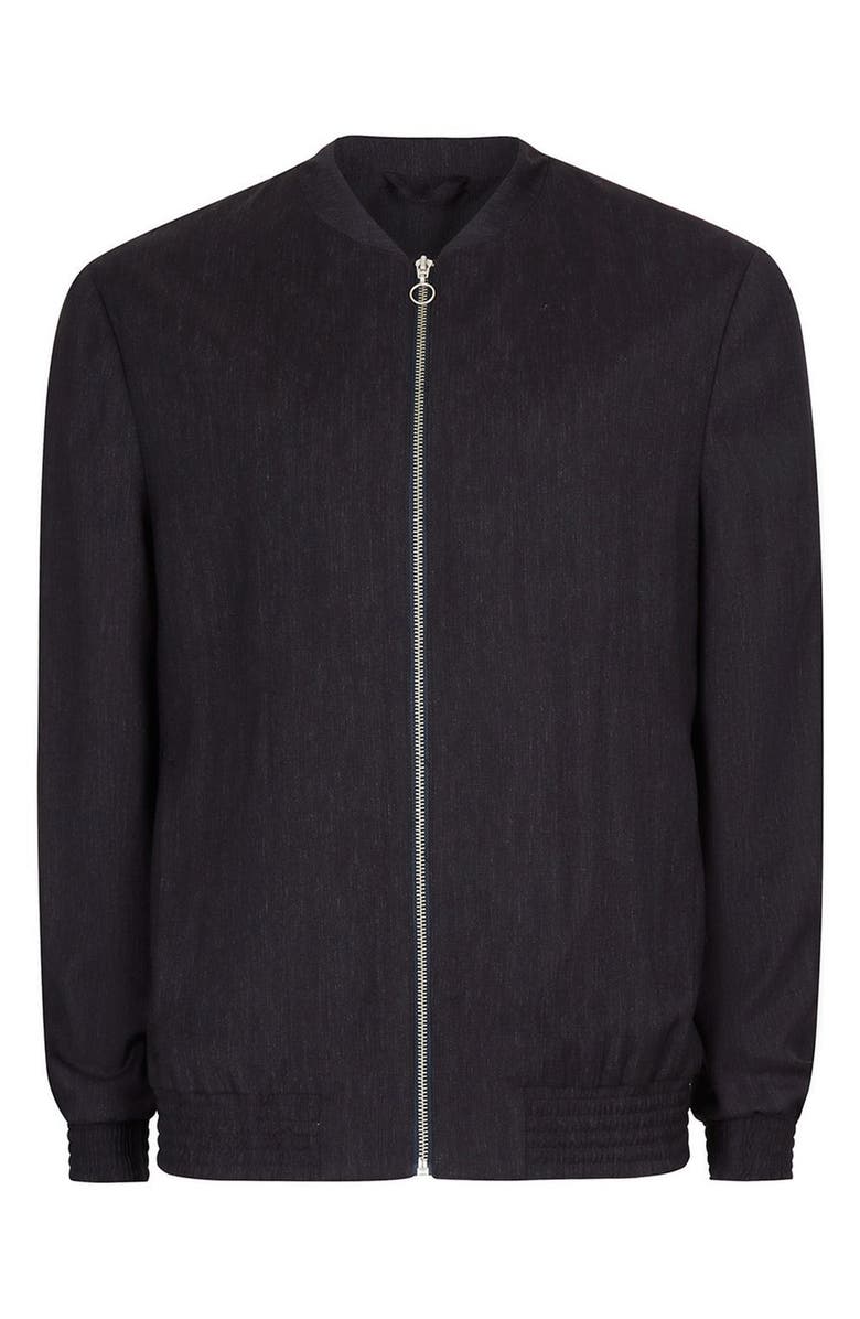 Topman Navy Mélange Smart Bomber, Alternate, color, 