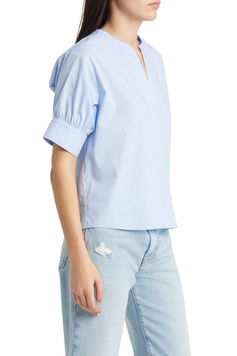 Organic Cotton Split Neck Popover Top, Alternate, color, OXFORD BLUE
