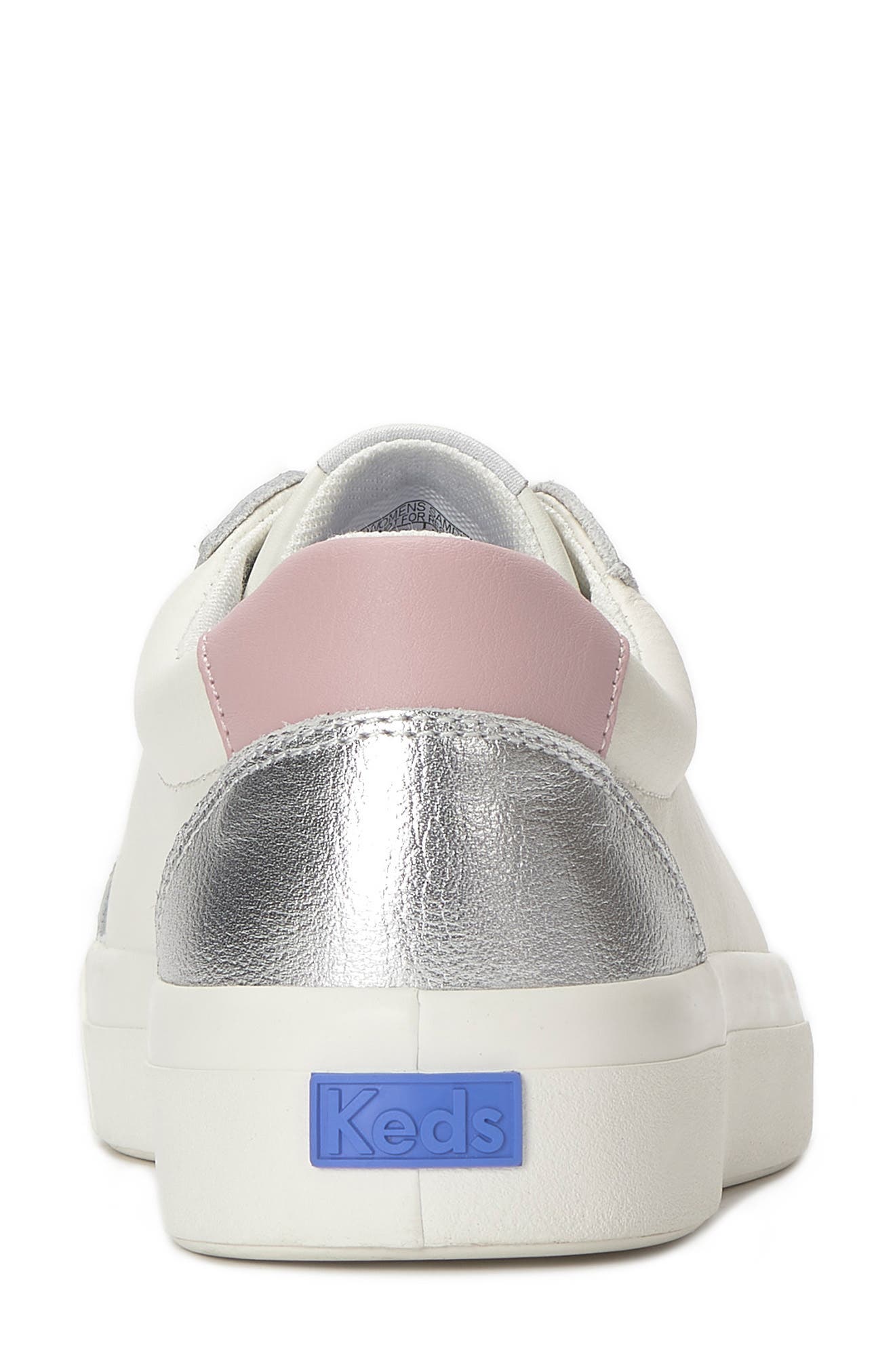 Pursuit Leather Sneaker, Alternate, color, SNOW WHITE/ SILVER