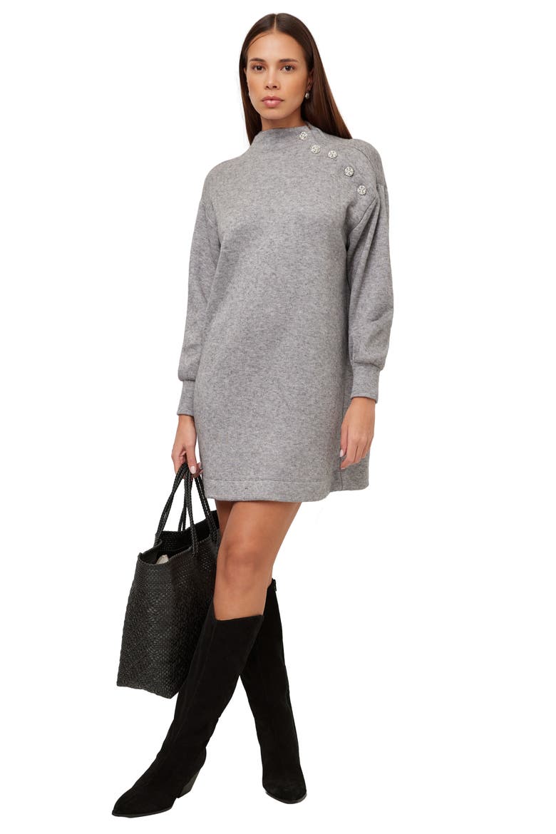 Brenna Mock Neck Dress, Alternate, color, GRAY
