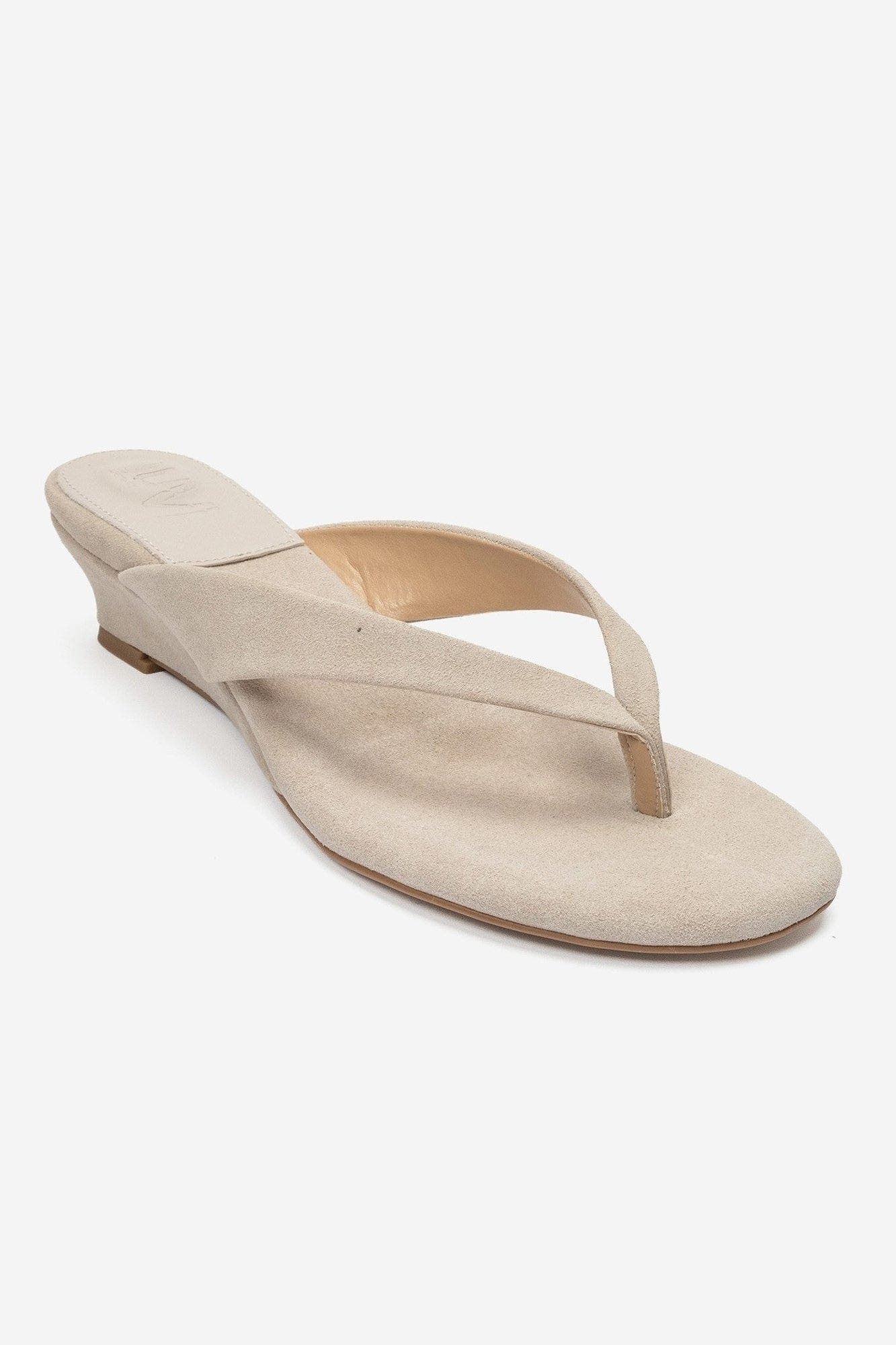 Vanessia Thong Wedge Sandal, Alternate, color, Beige Suede