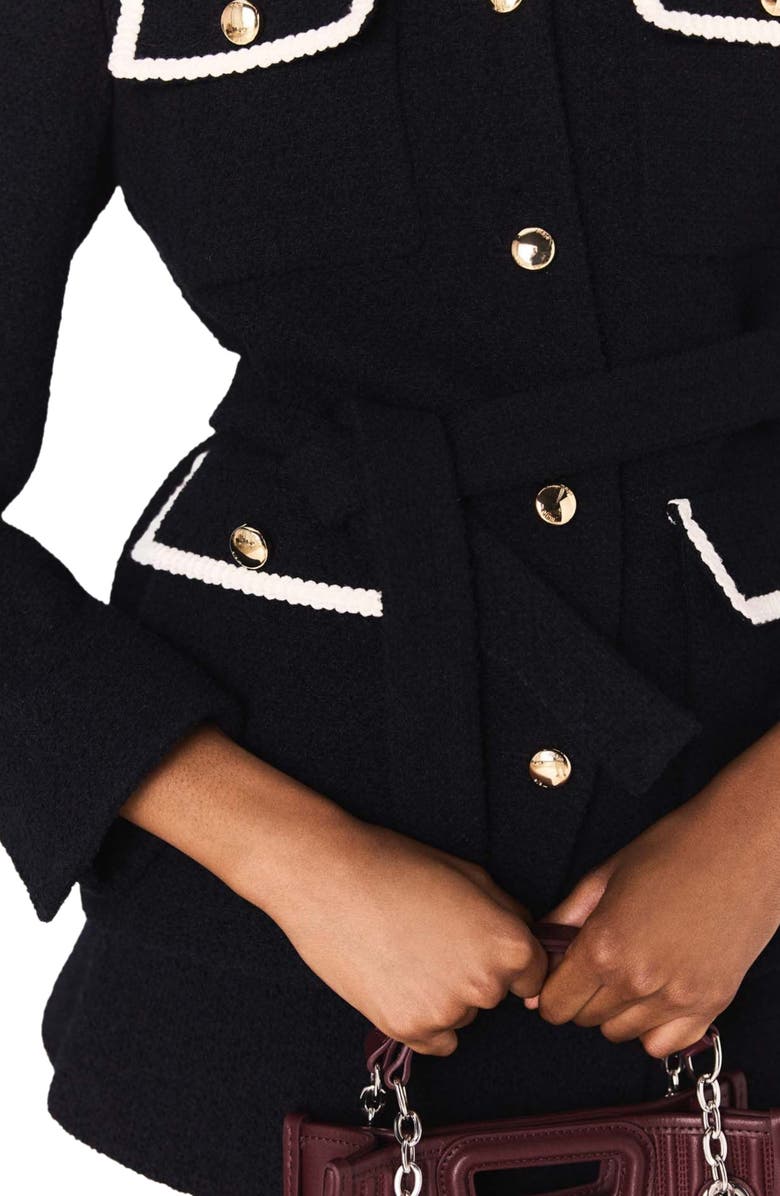 maje 4-pocket tweed jacket, Alternate, color, Navy