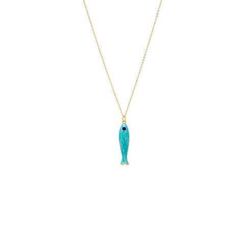 Enamel Colored Fish Charm Necklace