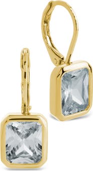 Sterling Forever Everleigh Emerald-Cut Cubic Zirconia Lever Back Earrings