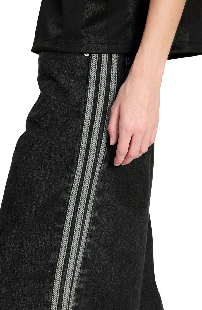 adidas Originals Firebird 3-Stripes Wide Leg Jeans, Alternate, color, True Black Denim